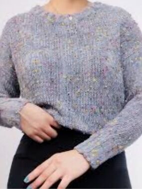 7 For All Mankind Heathered Gray Speckled Crewneck Sweater